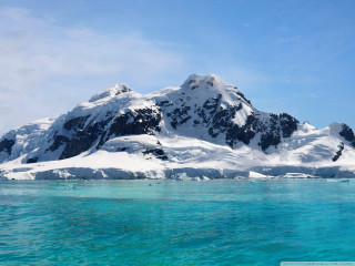Snowy mountain water blue sky - snow next free wallpaper