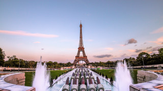 Fountain water eiffel tower paris - photo real free wallpaper