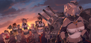 Anime characters sunset clouds sky - baiōken eishun free wallpaper for desktop