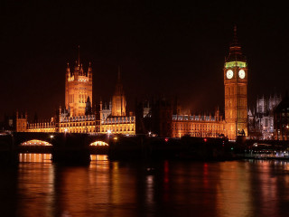 Large building clock tower night - christopher wren free wallpaper