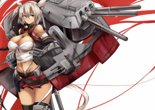 Woman cosplay gun machine gun - sots art free wallpaper
