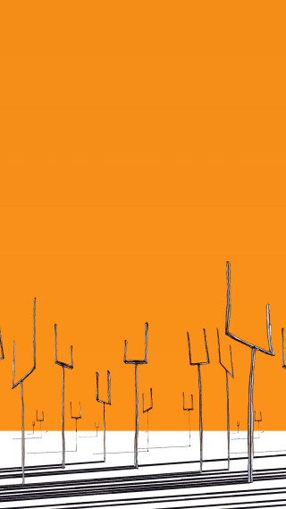 Metal poles orange white strip - against free wallpaper