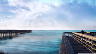 Pier person ocean pier bridge - a pier free wallpaper