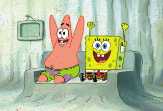 Spongebob patrick bathroom tv background - the floor free wallpaper