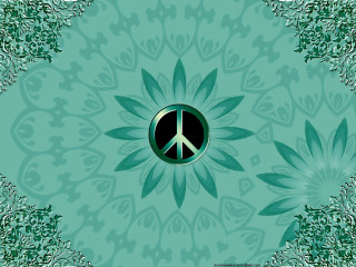 Peace sign green background flowers - mandelbrot fractal free wallpaper
