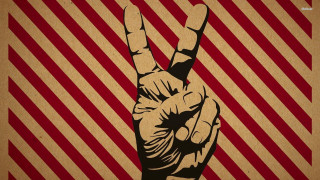 Peace sign red white striped 2 - a woodcut free wallpaper