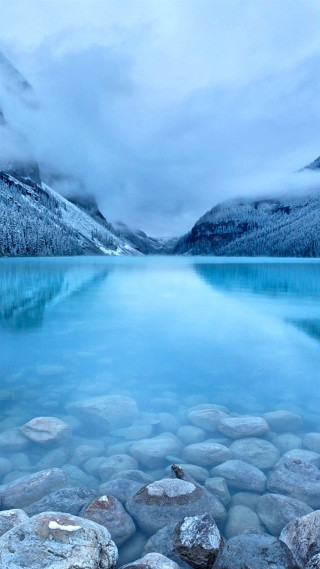Lake mountains rocks cloudy sky 3 - anthony s waters free wallpaper