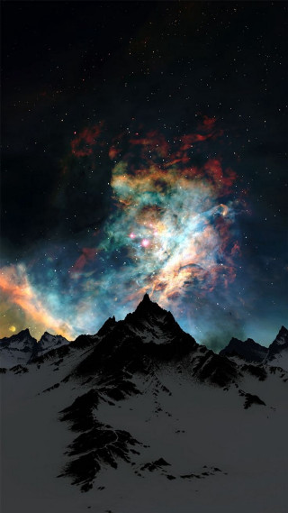 Mountain sky stars clouds colorful - a. hardy free wallpaper