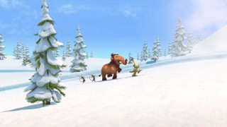 Cartoon horse person snowy landscape - primitivism free wallpaper