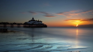 Pier sunset water building distance - beautiful landscape free wallpaper