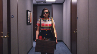 Woman hallway briefcase sunglasses purse - institutional free wallpaper