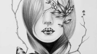 Woman flowers hair butterfly hand - illustration free wallpaper