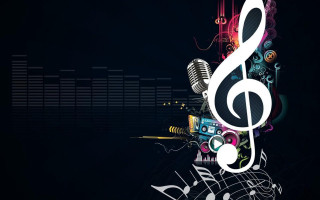 Musical note microphone black background - artgem free wallpaper