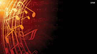 Red yellow background musical notes - dynamic composition free wallpaper