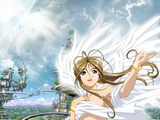 Girl angel wings city castle 2 - yukito kishiro free wallpaper