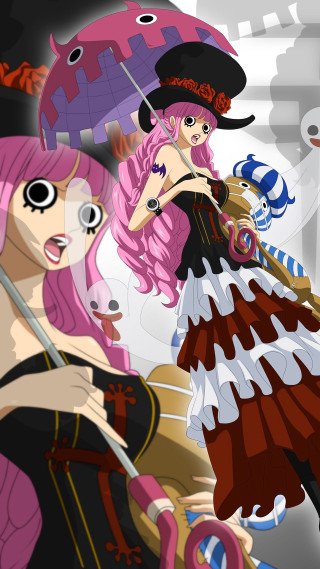 Anime girls pink hair umbrellas - a building in the background free wallpaper