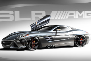 Car open hood logo side - matte drawing free wallpaper