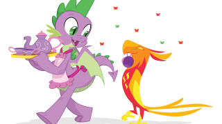 Cartoon dragon holding tray of - adam rex free wallpaper