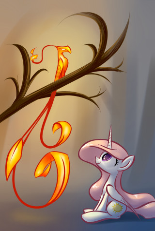Cartoon little pony tree branch - warm free wallpaper