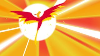 Red bird flying yellow white - the right side of the image free wallpaper