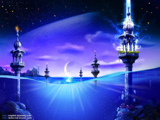Lighthouse ocean moon sky rock - kinkade free wallpaper