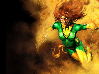 Flying woman green yellow superhero - eileen aldridge free wallpaper