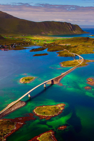 Bridge water mountain scenery nature - ecological art free wallpaper