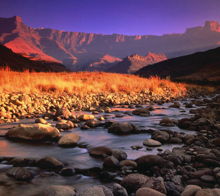 River lush valley purple sky - mountain free wallpaper