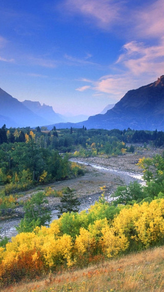 Horse field mountains river sunset - douglas robertson bisset free wallpaper