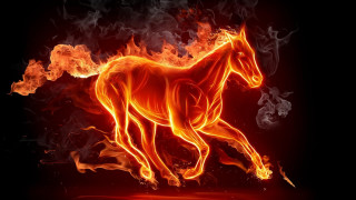 Horse running fire field black 5 - a fire free wallpaper