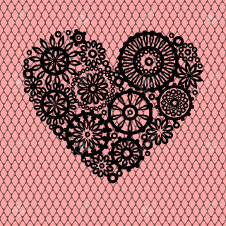 Heart lacy doily pink background - computer art free wallpaper