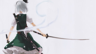 Woman green dress sword white - her free wallpaper
