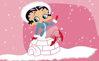 Cartoon girl polar bear snow - polar free wallpaper