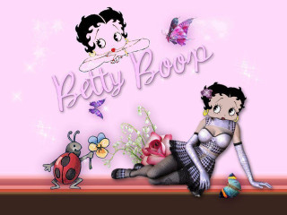 Woman sitting table ladybug flower - loony toon free wallpaper