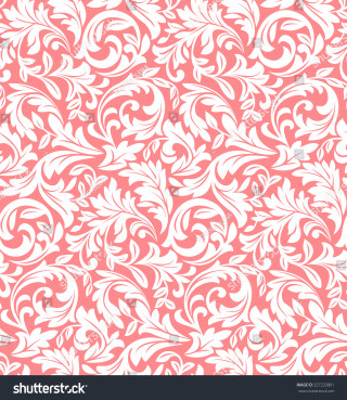 Pink white floral swirls leaves - swirl free wallpaper