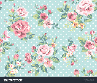 Blue background pink roses polka - annabel kidston free wallpaper