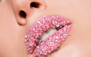 Pink glitter lips white lipring - david lachapelle free wallpaper