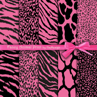 Pink black animal print ribbon - furry free wallpaper