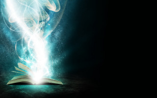 Book light black background blue - fantasy magic free wallpaper