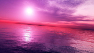 Purple pink sunset ocean boat - a bright sun in the sky free wallpaper