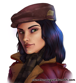 Woman blue hair hat scarf - free cyberpunk wallpaper