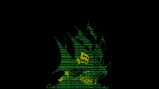 Pixel art skull person green - ascii art free wallpaper