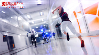 Man running hallway people background - futurism free wallpaper
