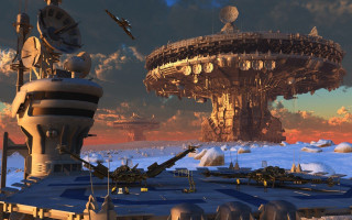 Sci fi giant structure background - a giant object in the background free wallpaper