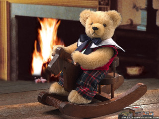 Teddy bear rocking chair fireplace - a fire place free wallpaper