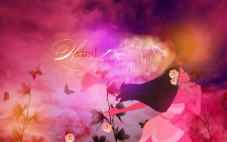 Pink dress flower butterflies kimono - flower and butterflies free wallpaper