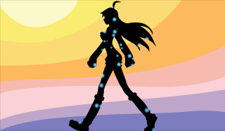 Silhouette woman sunset stars head - aimitsu free wallpaper