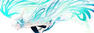 Blue hair woman white dress 2 - lineart free wallpaper