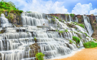 Waterfall brown river blue sky 2 - cui bai free wallpaper