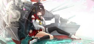 Woman boat gun sitting water - her hand and a gun free wallpaper